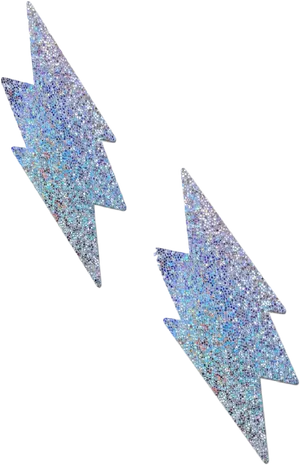 Glittering Blue Lightning Bolts PNG Image