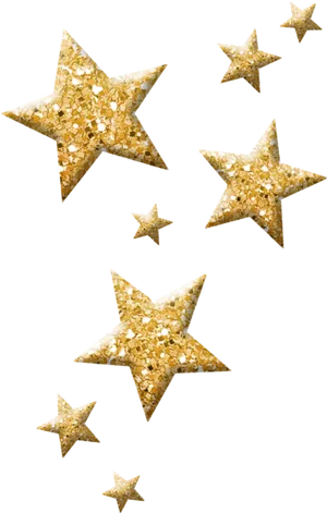 Glittering Gold Starson Black Background PNG Image