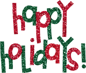 Glittering Happy Holidays Greeting PNG Image