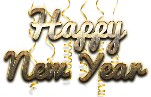 Glittering Happy New Year Celebration PNG Image