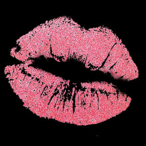 Glittering Lipstick Kiss Print PNG image with transparent background