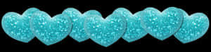 Glittering Teal Hearts Pattern PNG image with transparent background