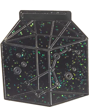 Glittery Black Milk Carton Pin PNG Image