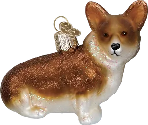 Glittery Corgi Christmas Ornament PNG Image