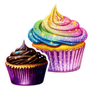 Glittery Cupcake Sticker PNG 05252024 PNG