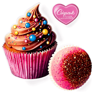 Glittery Cupcake Sticker PNG ybc42 PNG