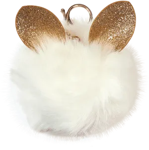 Glittery Ears Furry Pom Pom Keychain PNG Image