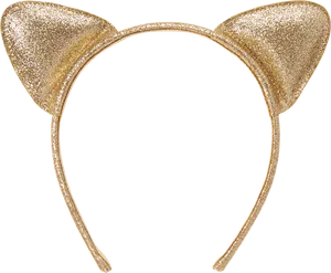 Glittery Gold Cat Ears Headband PNG Image