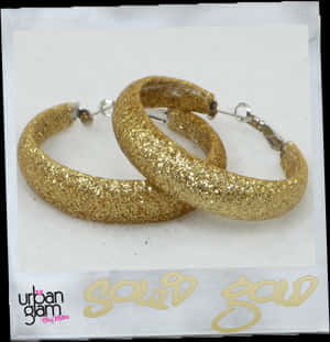 Glittery Gold Hoop Earrings PNG image with transparent background