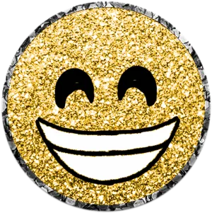 Glittery Gold Smiley Face Emoji.png PNG Image