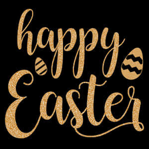 Glittery Happy Easter Greeting PNG image with transparent background