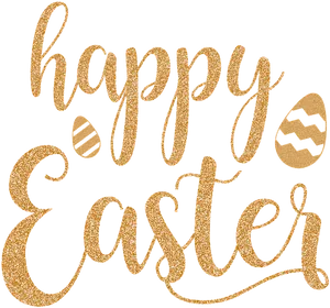 Glittery Happy Easter Greeting PNG Image