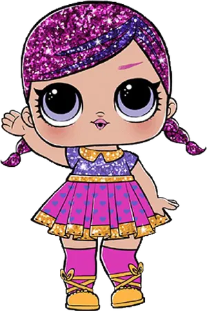 Glittery L O L Surprise Doll PNG Image