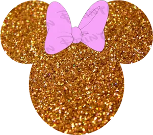 Glittery Mickey Mouse Headwith Pink Bow PNG Image