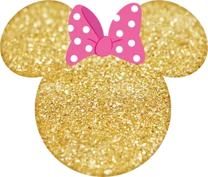 Glittery Minnie Mouse Iconwith Pink Bow PNG Image