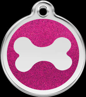 Glittery Pink Dog Bone Tag PNG image with transparent background