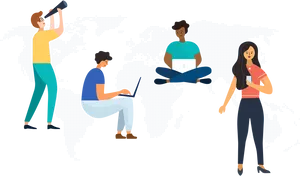 Global Cryptocurrency Community Illustration PNG Image