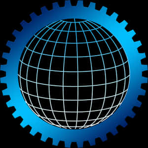 Global Gear Graphic PNG image with transparent background