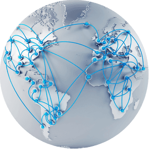 Global Network Connections Map PNG image with transparent background