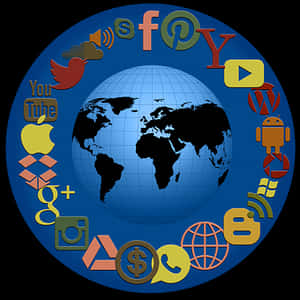 Global Social Media Icons PNG image with transparent background