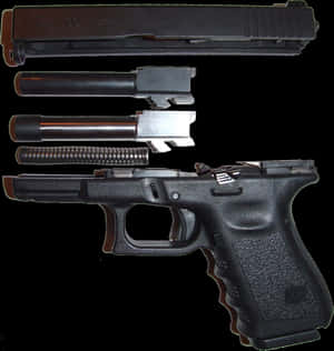 Glock Pistol Disassembled PNG image with transparent background