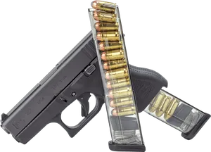 Glock Pistolwith Transparent Magazine PNG Image