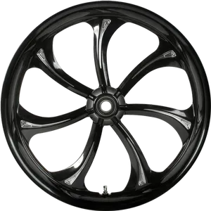 Glossy Black Car Wheel PNG Image