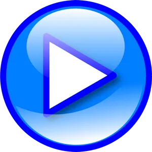 Glossy Blue Play Button Icon PNG Image