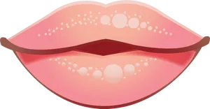 Glossy Pink Lips Illustration PNG Image