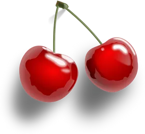 Glossy Red Cherries PNG Image