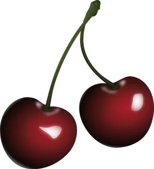 Glossy Red Cherries PNG Image