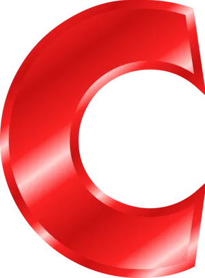 Glossy Red Letter C Graphic PNG Image