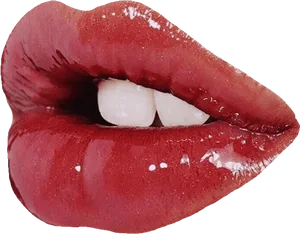 Glossy Red Lips PNG Image