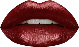 Glossy Red Lips Closeup PNG Image