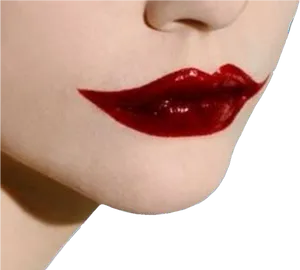 Glossy Red Lips Closeup PNG Image