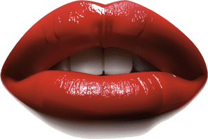 Glossy Red Lips PNG image with transparent background
