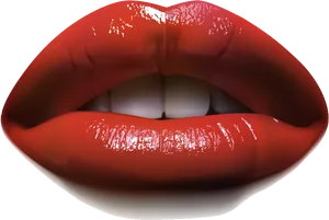 Glossy Red Lips PNG Image