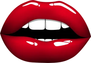 Glossy Red Lips Illustration PNG Image