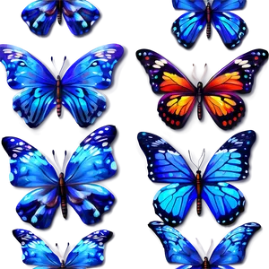 Glowing Blue Butterflies Png Ibf PNG Image