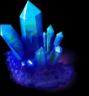 Glowing Blue Crystal Cluster PNG image with transparent background