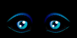 Glowing Blue Eyesin Darkness PNG image with transparent background