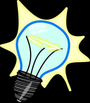 Glowing Cartoon Light Bulb PNG image with transparent background