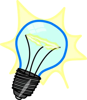 Glowing Cartoon Light Bulb PNG Image