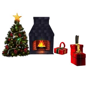 Glowing Christmas Fireplace Night Png 46 PNG Image