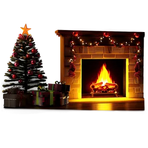 Glowing Christmas Fireplace Night Png Qph89 PNG Image