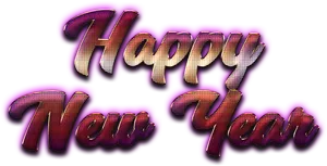 Glowing Happy New Year Text PNG Image