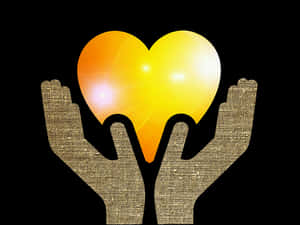 Glowing Heart Heldin Hands PNG with transparent background