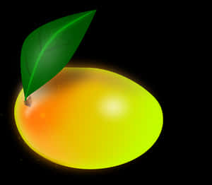 Glowing Lemonwith Leaf PNG with transparent background