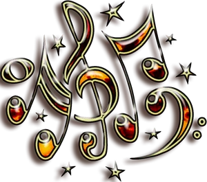 Glowing_ Musical_ Notes_ Abstract_ Art PNG Image