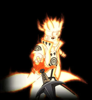 Glowing Naruto Uzumaki Anime Art PNG image with transparent background